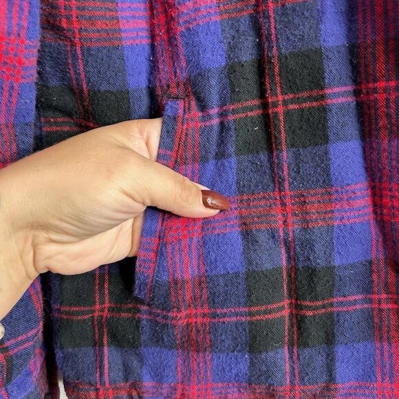 L.L.Bean Jacket Womens Small Purple Black Plaid Sherpa Lined Flannel Relaxed Fit - Picture 4 of 13